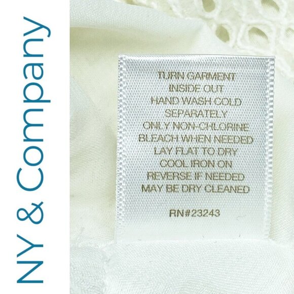 NWT NEW YORK & COMPANY EVA MENDES WHITE EYELET PEPLUM BLOUSE, SIZE MEDIUM - Picture 5 of 8